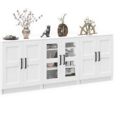 Dekorex KNS-304-K-Beyaz 6 Kapaklı Camlı Konsol