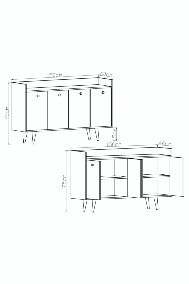 Vertex Mobilya Mia Konsol 150 cm  Antrasit