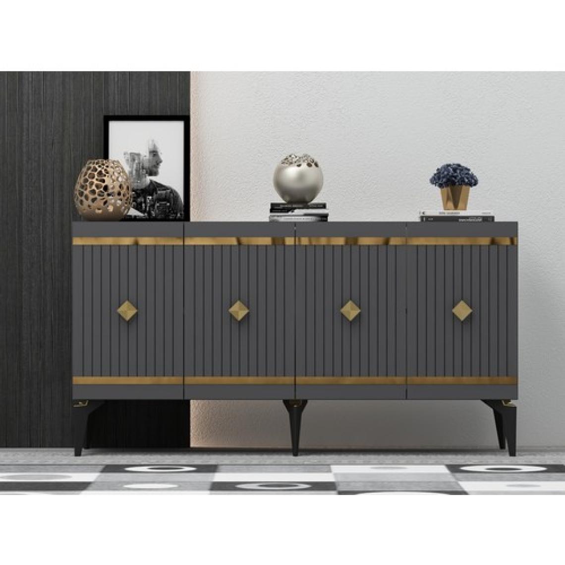 Cantek Dizayn 150 cm Lenora Konsol Antrasit-Altın