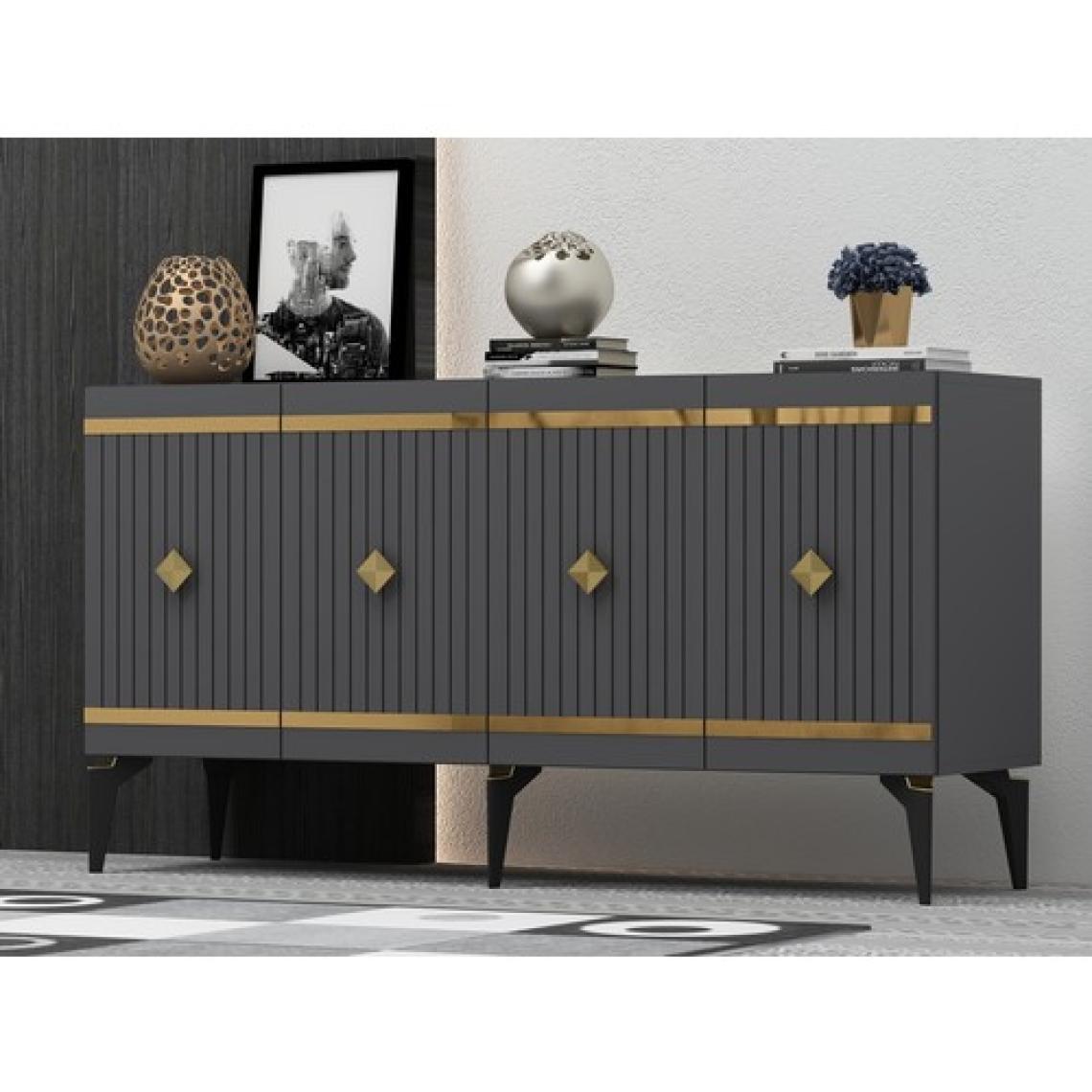 Cantek Dizayn 150 cm Lenora Konsol Antrasit-Altın