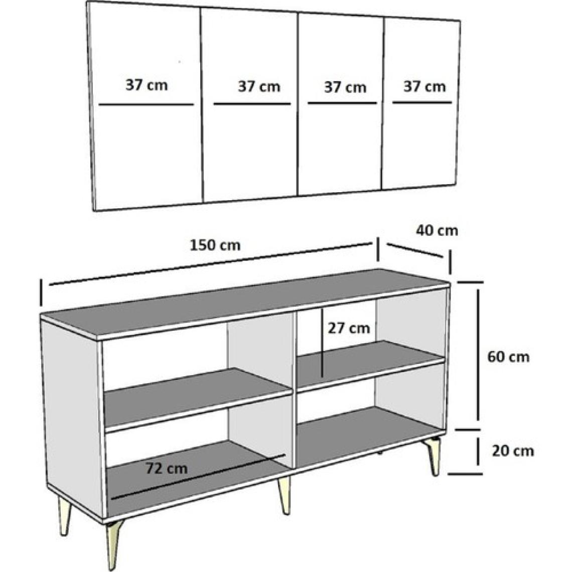 Cantek Dizayn 150 cm Lenora Konsol Antrasit-Altın