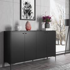 Wood'n Love Hestia 4 Kapaklı Metal Ayaklı 160 cm Çok Amaçlı Dolap Konsol - Atlantik Çam / Siyah