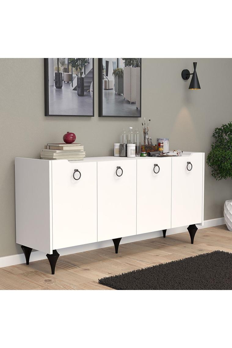 Umg Mobilya Titanyum (Beyaz) Modern Konsol, Çok Amaçlı Dolap, Dresuar, Mutfak Dolabı, Kiler Dolabı, Tv Ünitesi