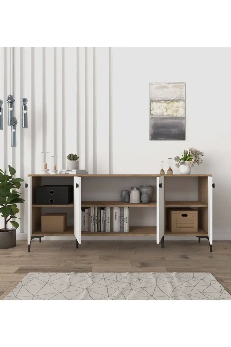 Cool Home Eylül Modern Konsol 180 cm  Sepet-Beyaz