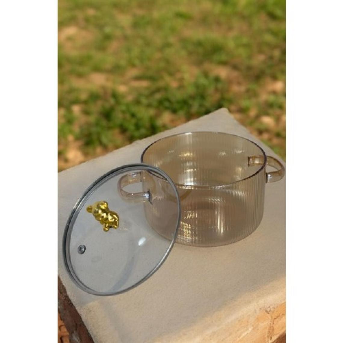 Morponi Borosilikat Cam Amber Gold Detaylı Ayıcıklı Tencere 1700 ml
