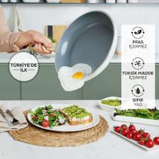 Nidage Yapışmaz Taban x Refika Birgül Swiss Crystal Tava 26 cm Creamy Seramik Gri Seramik Kızartma Tavası