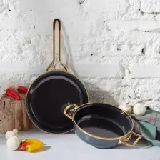 Karaca Retro Emaye Antrasit Tava Sahan Set