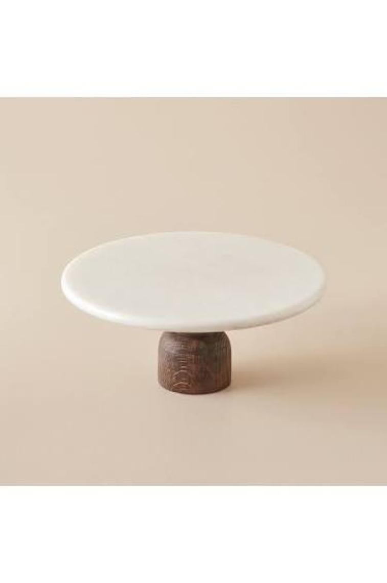 Bella Maison Olmo Doğal Mermer Kek Standı 25x25 cm - 1 Adet, Düz Desenli, Parti ve Sunum İçin İdeal