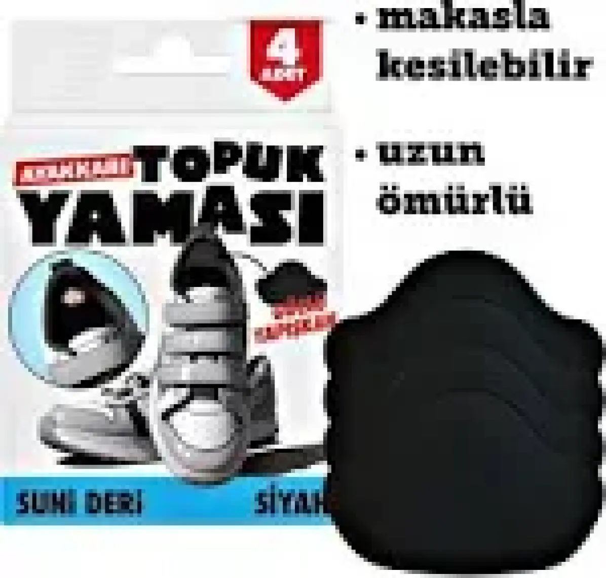 Geseus Ayakkabı Topuk Yaması Ayakkabı Tamir Yaması Sunni Deri Kendinden Yapışkanlı-Siyah