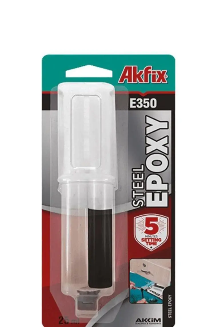 Akfix E350 Epoksi Çelik Yapıştırıcı Şırınga 25 ml Siyah