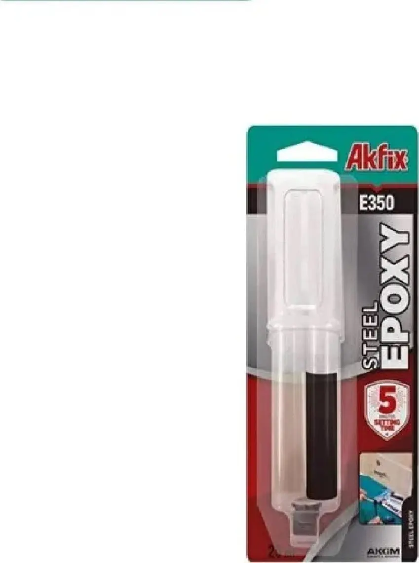 Akfix E350 Epoksi Çelik Yapıştırıcı Şırınga 25 ml Siyah