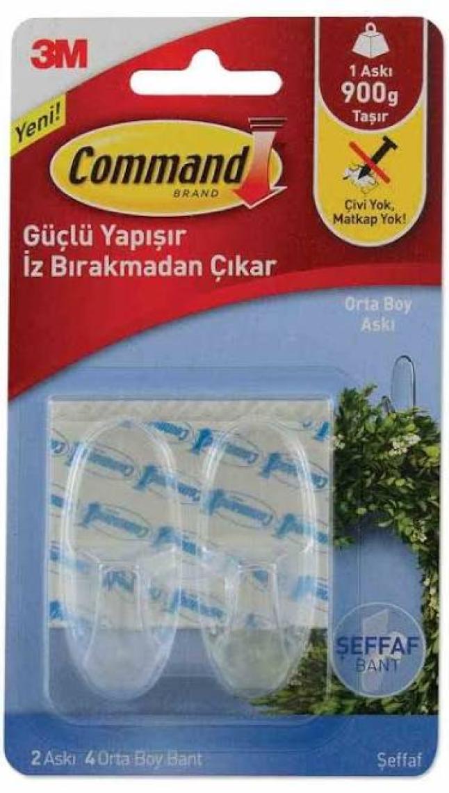 17091 Command Orta Boy Şeffaf Askı