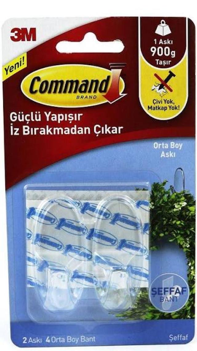17091 Command Orta Boy Şeffaf Askı