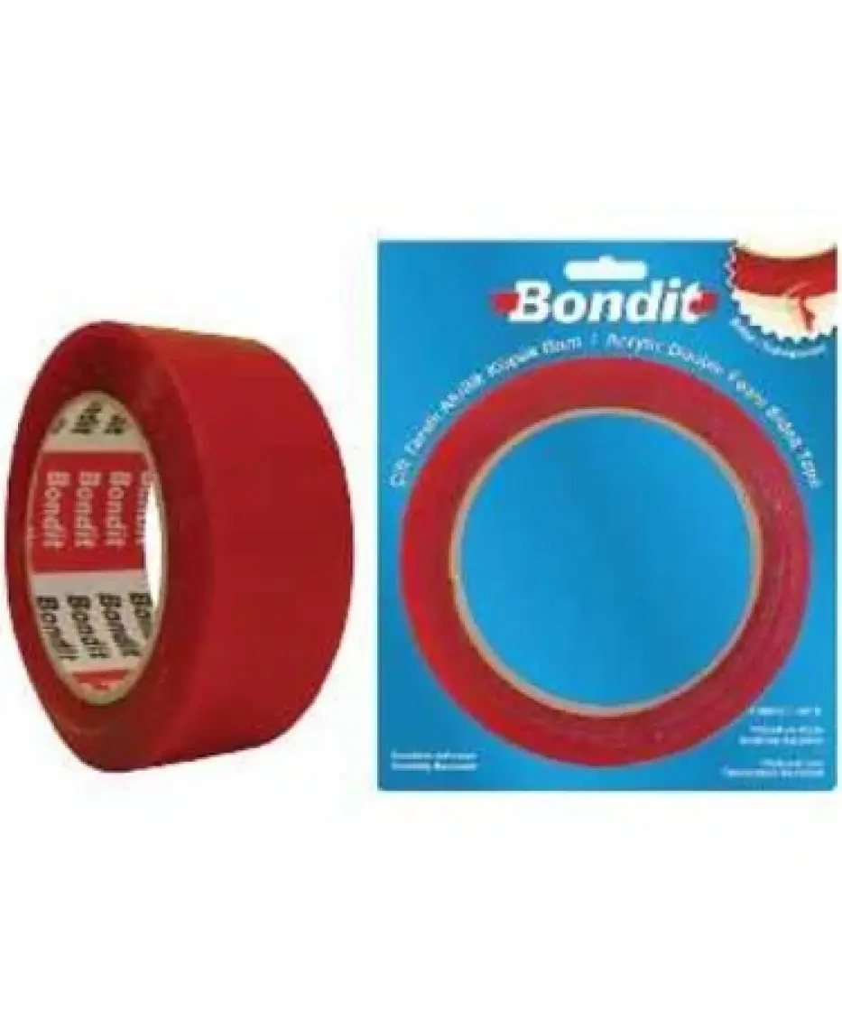 Bondit Silikonlu Çift Taraflı Akrilik Şeffaf Bant 18Mm x 2Mt