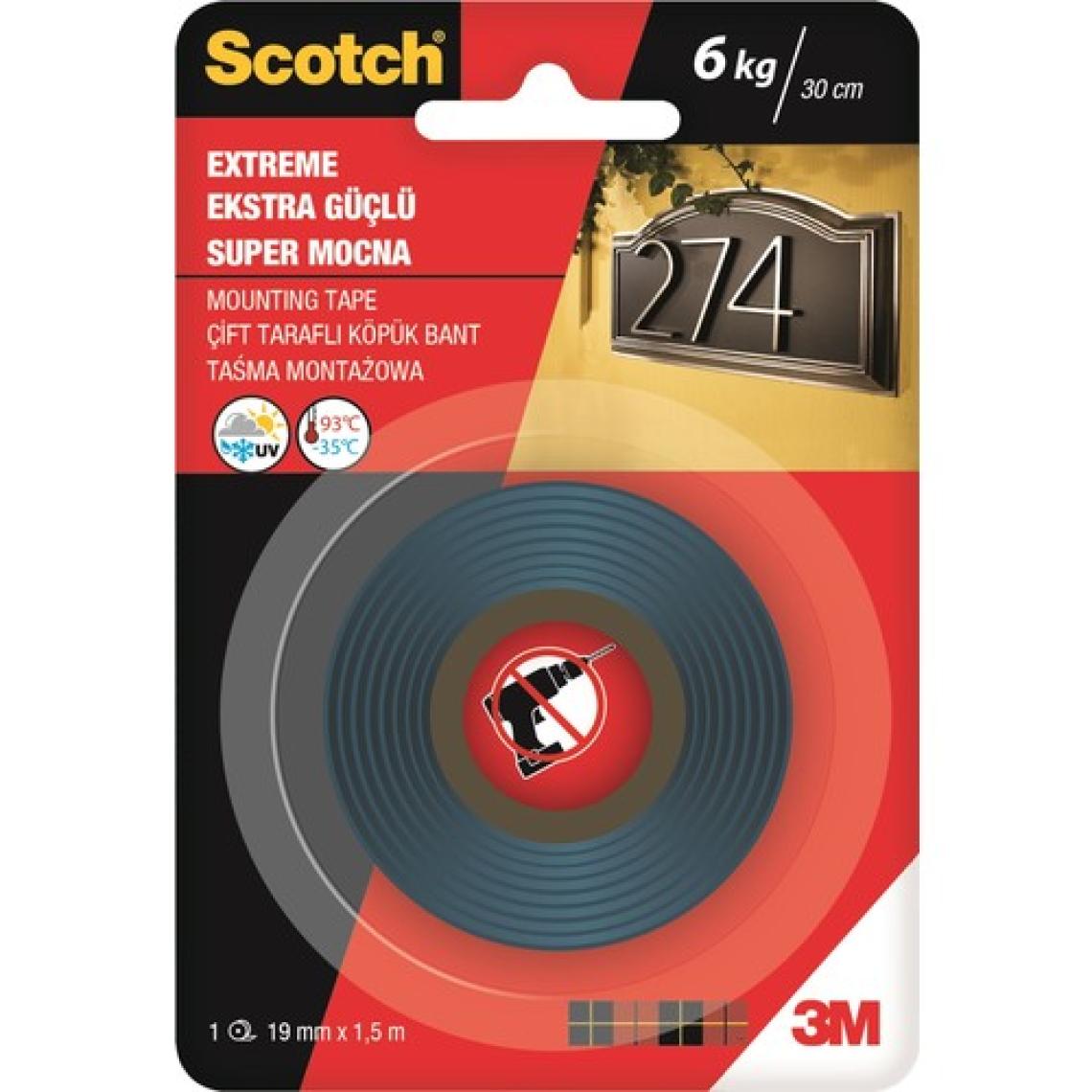 3M 4002 Scotch® Extra Güçlü Çift Taraflı Köpük Bant 19mm x 1,5m