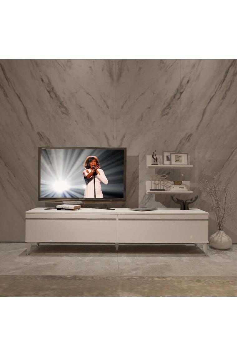Eko 4 Mdf Std Silver Tv Ünitesi Tv Sehpası - Parlak Beyaz