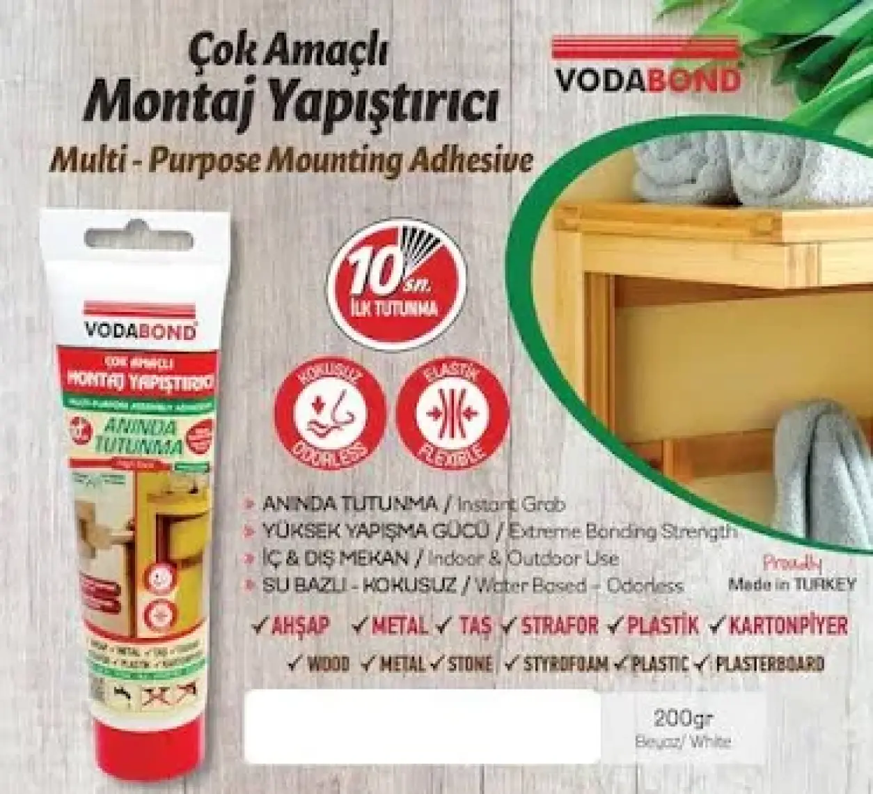 Vodabond Çok Amaçlı Montaj Ahşap Metal Fayans Strafor Yapıştırıcısı