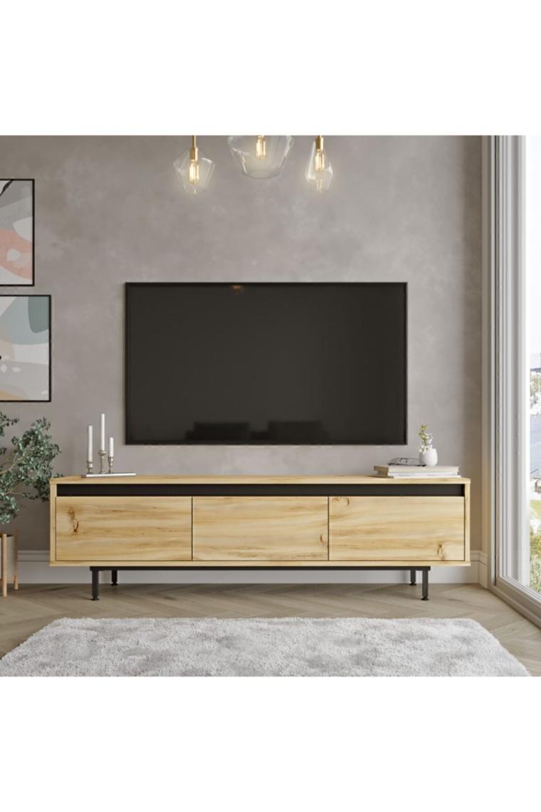 Luvio Tv Ünitesi Sehpası Metal Ayaklı 160cm Keçe-siyah Lv1-kl