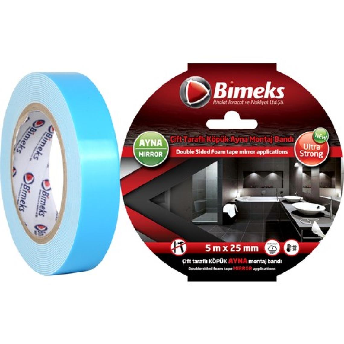 Bimeks Çift Taraflı Extra Güçlü Köpük - Ayna Montaj Bandı - 5 Mt X 25 Mm