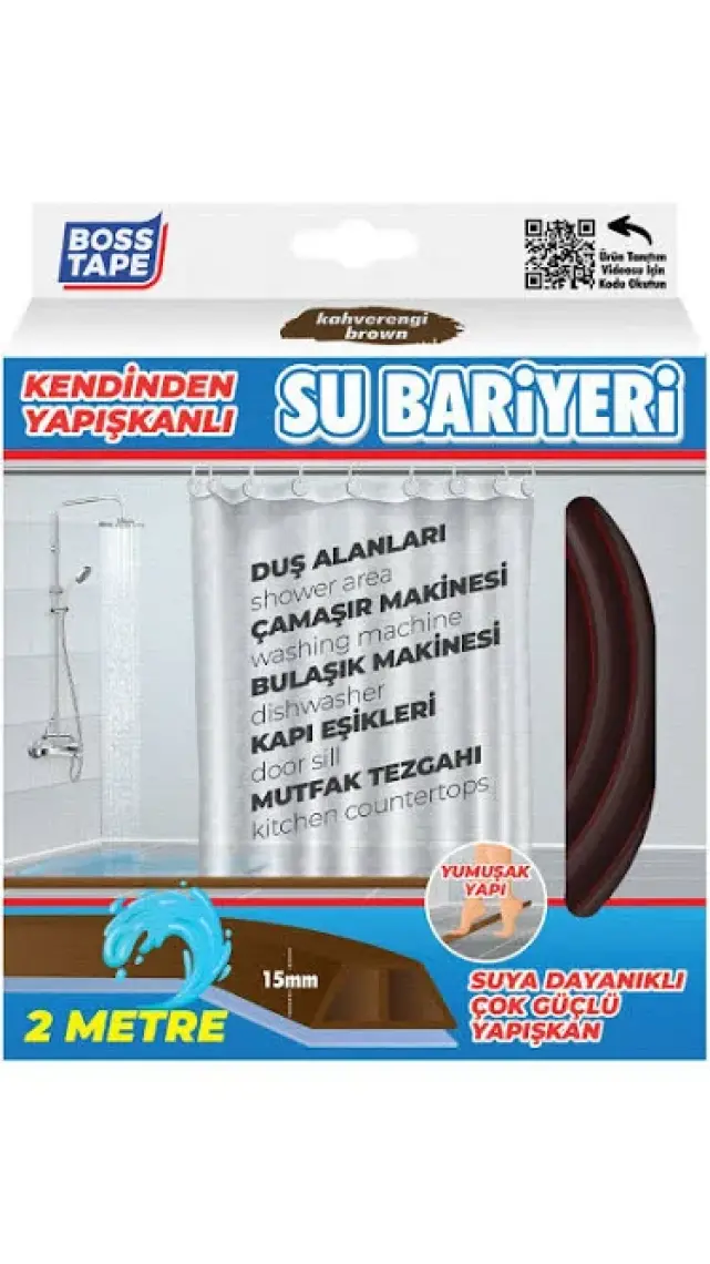 Boss Tape Duş, Kapı Eşiği, Mutfak Tezgahı Etrafı Su Kesici Bariyer Kahverengi - 2 Metre