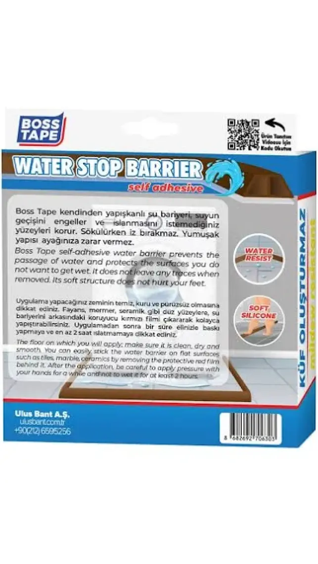 Boss Tape Duş, Kapı Eşiği, Mutfak Tezgahı Etrafı Su Kesici Bariyer Kahverengi - 2 Metre