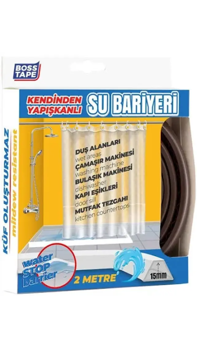Boss Tape Duş, Kapı Eşiği, Mutfak Tezgahı Etrafı Su Kesici Bariyer Kahverengi - 2 Metre