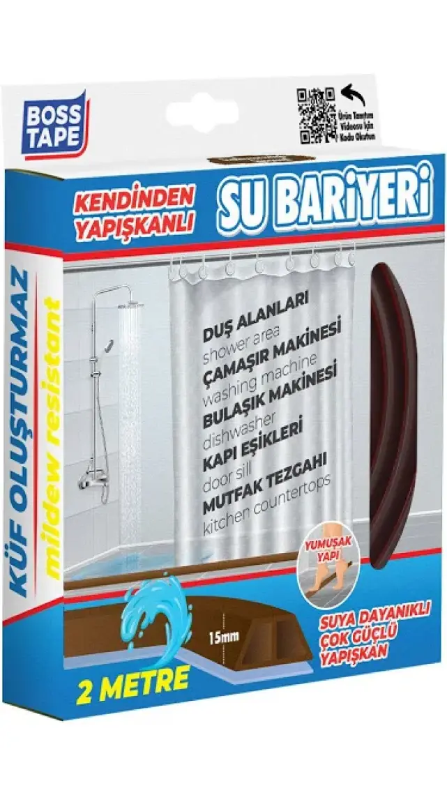Boss Tape Duş, Kapı Eşiği, Mutfak Tezgahı Etrafı Su Kesici Bariyer Kahverengi - 2 Metre