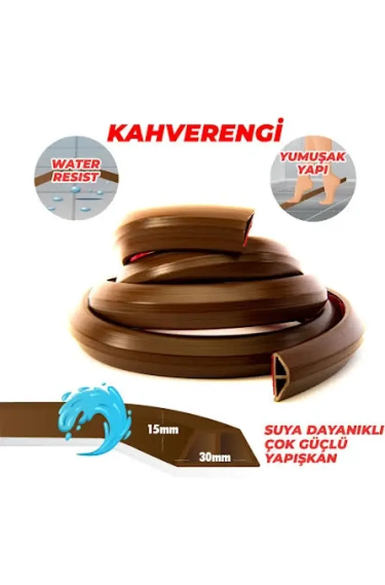 Boss Tape Duş, Kapı Eşiği, Mutfak Tezgahı Etrafı Su Kesici Bariyer Kahverengi - 2 Metre