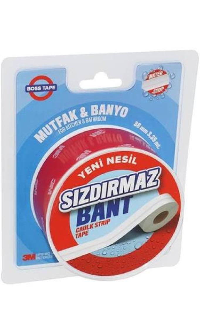 Boss Tape Güçlü 3M Yapışkanlı Küvet Lavabo Duşakabin Su Sızdırmaz Kenar Bandı En:38mm Boy:3,35mt PVC