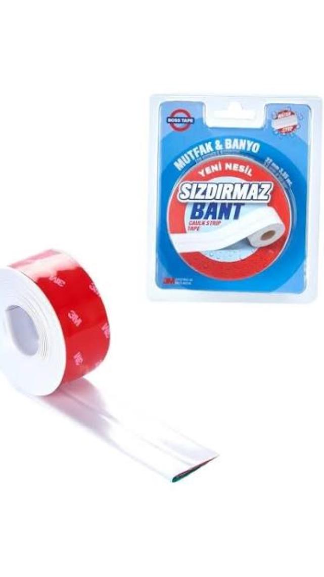 Boss Tape Güçlü 3M Yapışkanlı Küvet Lavabo Duşakabin Su Sızdırmaz Kenar Bandı En:38mm Boy:3,35mt PVC