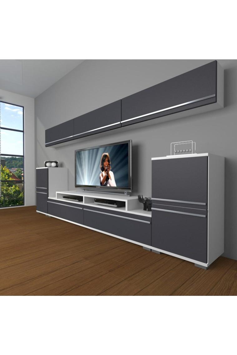 Ekoflex 9 Mdf Tv Ünitesi Tv Sehpası - Beyaz - Antrasit