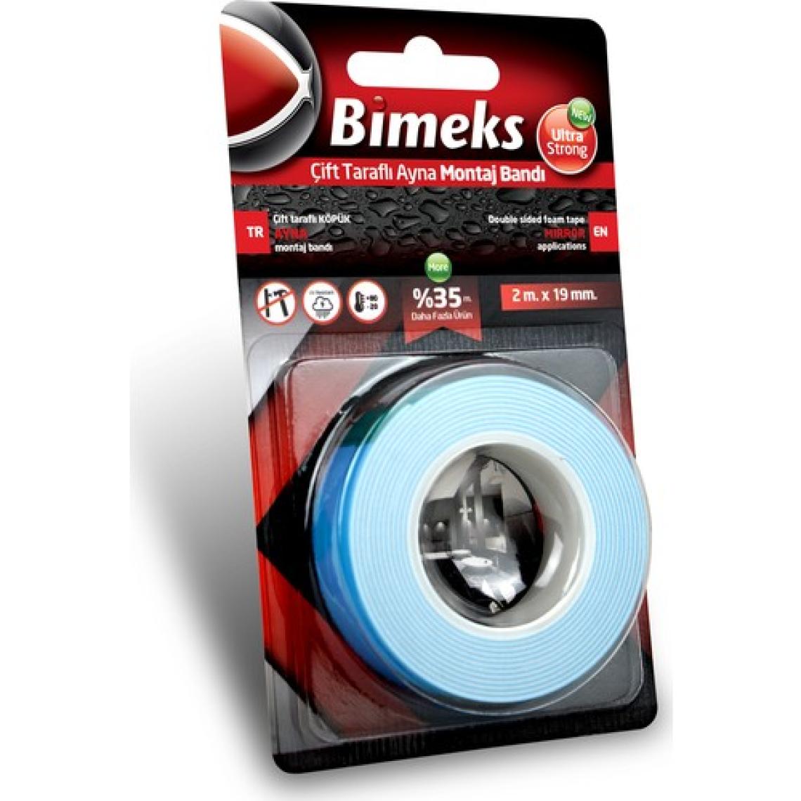 Bimeks  Çift Taraflı Extra Güçlü - Ayna Montaj Bandı - 2 Mt X 19 Mm