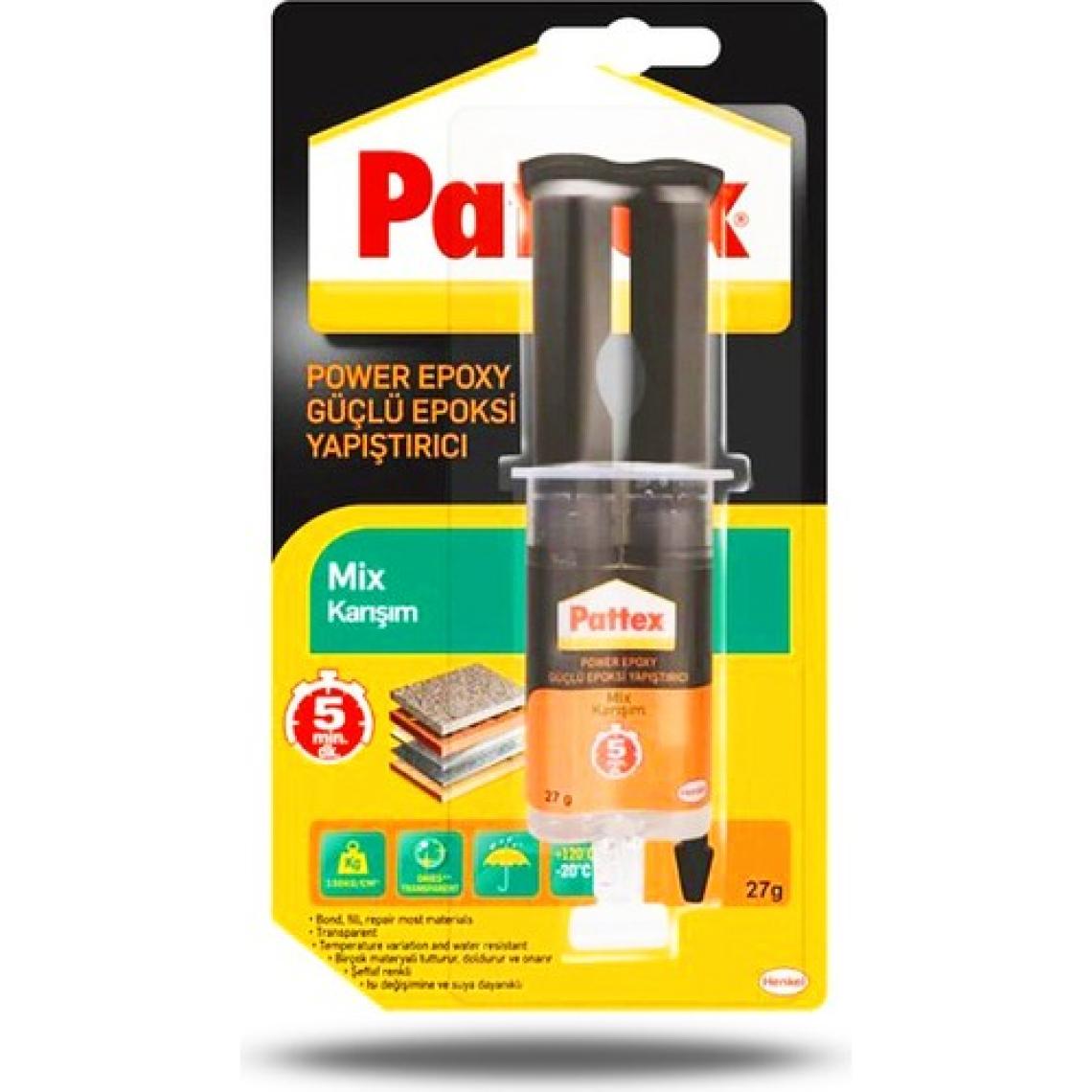 Pattex Power Epoxy Güçlü Epoksi Yapıştırıcı Şırınga Epoxi -Şeffaf