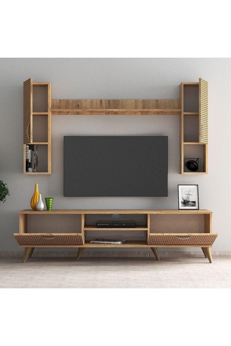 Mega 180 Lik Kapaklı Raflı Tv Ünitesi Çam Hazeran Kapaklı - Tvu0204