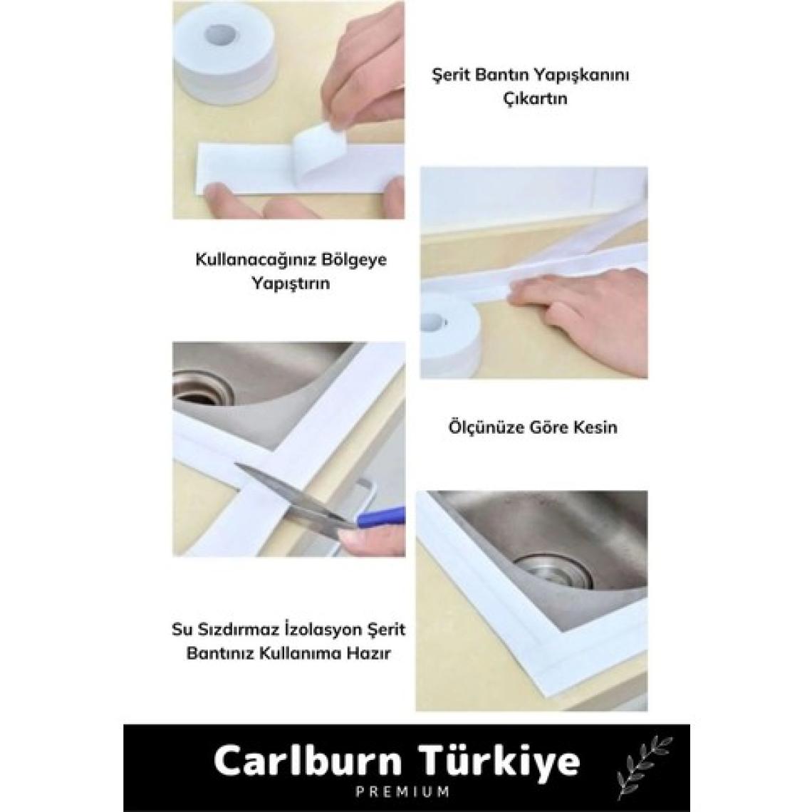 Carlburn Premium Su Geçirmez Sızdırmaz Dayanıklı Lavabo Pvc Yağ Kenar Küf Önleyici 3.2m 2 Adet Izolasyon Bant