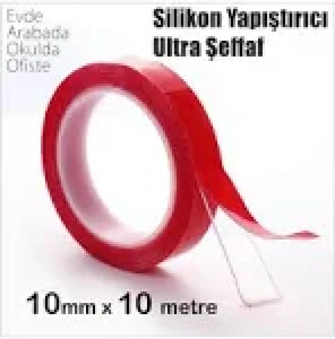 Bant Marketim Çift Taraflı Montaj Bantı Silikonlu Şeffaf Tape 10MM x 5MT