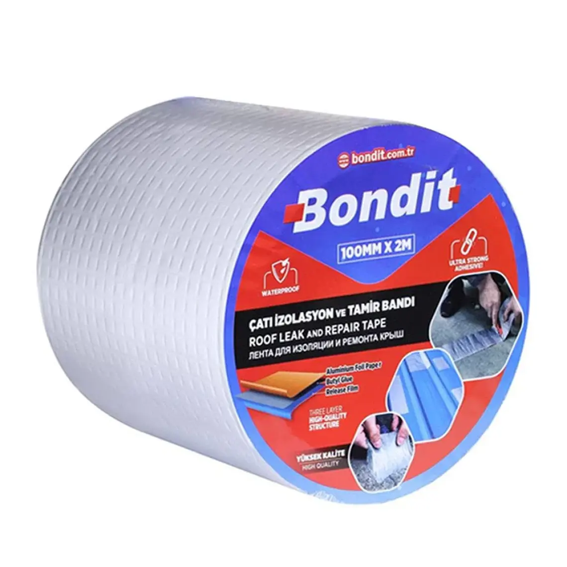 Bondit Çatı Izolasyon Ses Su Yalıtım Tamir Çamur Bandı 10 cm Metre Seç 10 Metre x 10 cm
