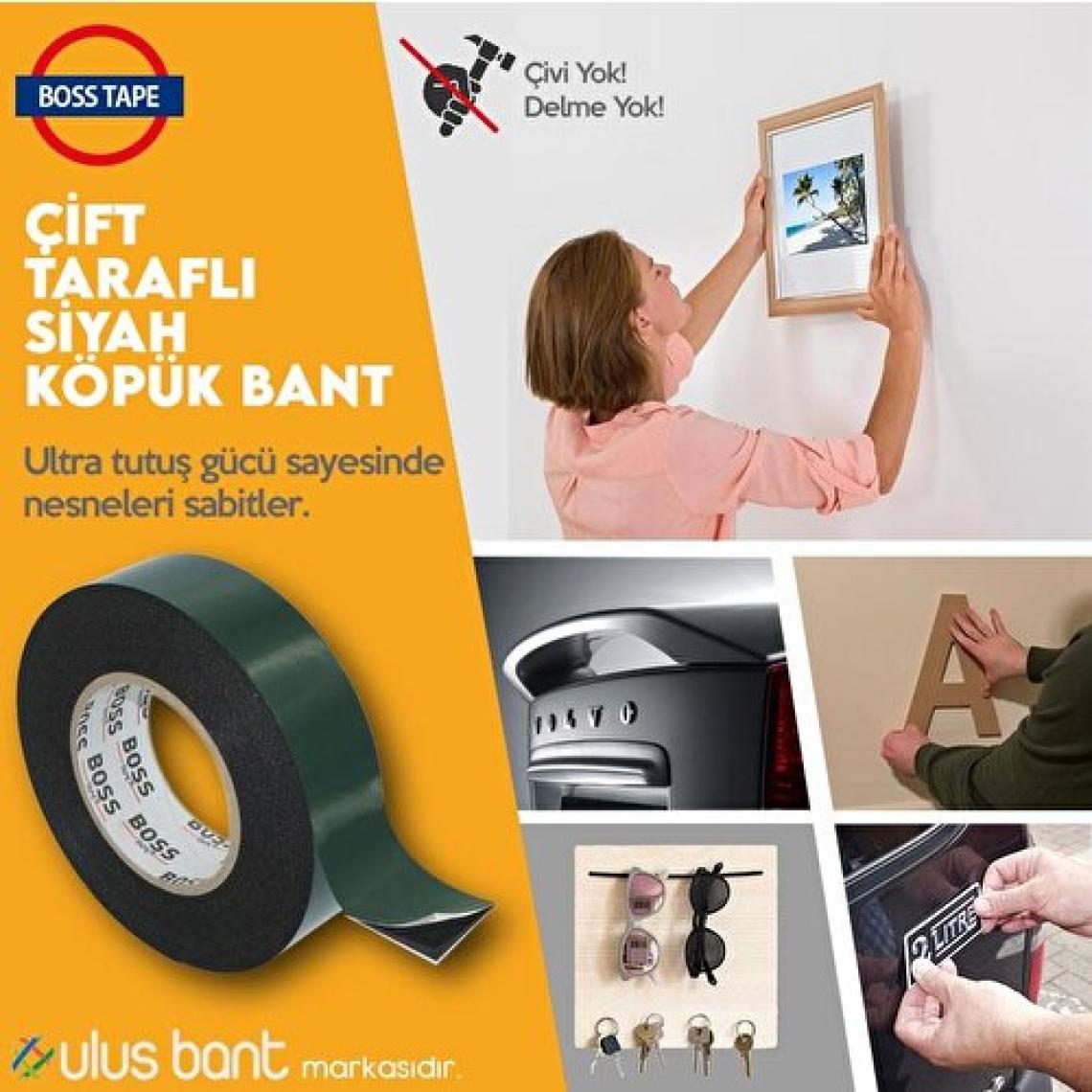 Boss Tape Çift Taraflı Siyah Köpük Bant