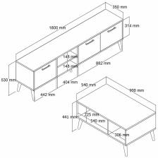 Set 1581-2070 Exxen 180 CM (AHŞAP AYAKLI) Tv Ünitesi Orta Sehpa Seti - Hat-antrasit Rengi