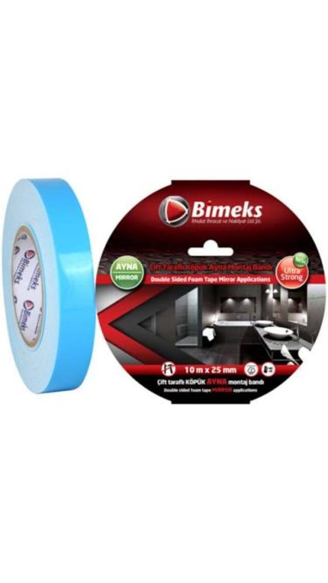 Bimeks Çift Taraflı Extra Güçlü Köpük - Ayna Montaj Bandı - 10 Mt X 25 Mm