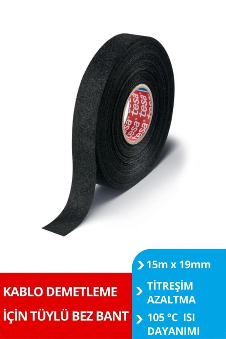 51608 Polyester Tüylü Bez Bant Siyah 15m X 19mm