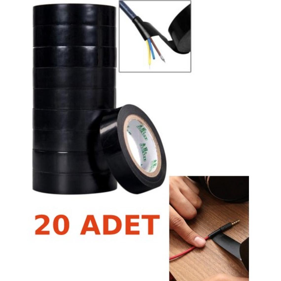 Nistabolje 20 Adet Siyah Elektrik Bandı Pvc Kablo Izole Bantı