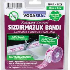 Vodabond Vodaseal Pembe Desenli Dekoratif Küvet Kenar Sızdırmazlık Bandı 38 mm x 3.20 mt - Şeffaf 8682340870301