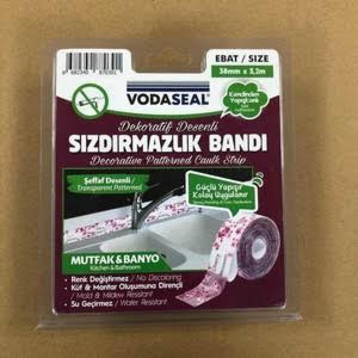 Vodabond Vodaseal Pembe Desenli Dekoratif Küvet Kenar Sızdırmazlık Bandı 38 mm x 3.20 mt - Şeffaf 8682340870301