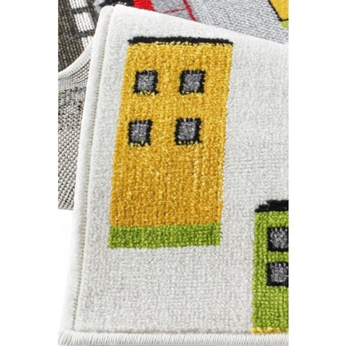 3 Boyutlu Beyaz Trafik Arabalı Dokuma Çocuk Oyun Halısı160x230