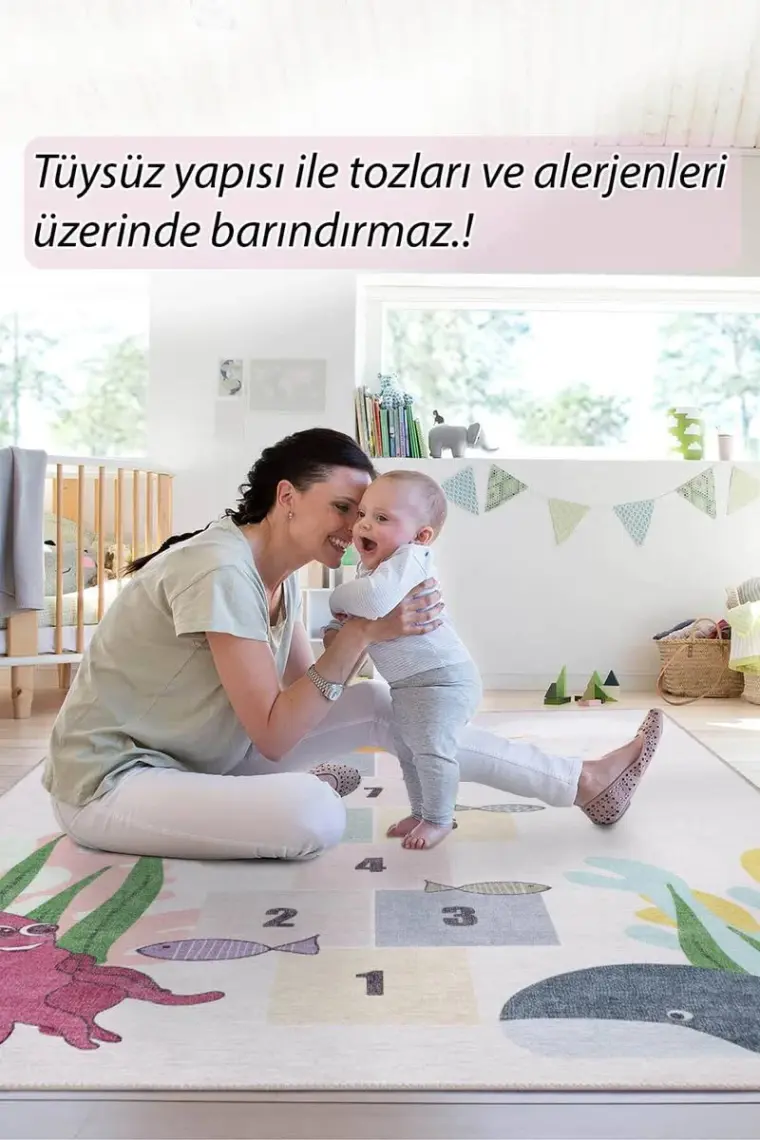 Artloop Çocuk Odası Halısı Minor Dekoratif Renkli Halı Al 415