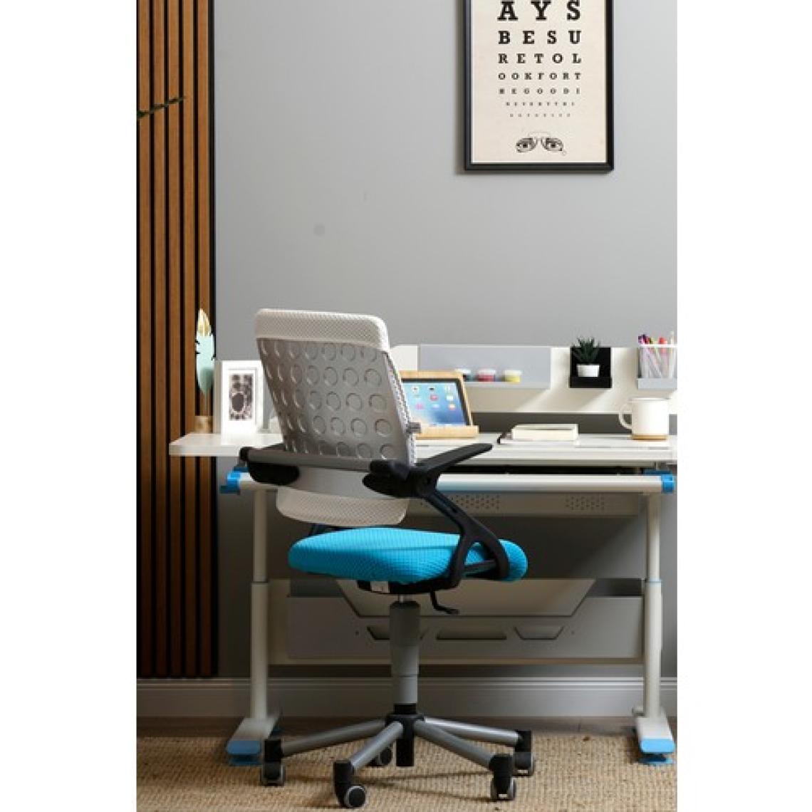 Creo Mobili Liseli Çalışma Sandalyesi, Ergonomik Sırt Ayarlı Sandalye - Taşıma kap. 120kg, Beyaz/Mavi - Vega