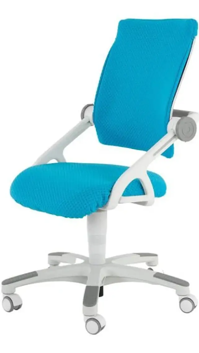 Creo Mobili Üniversiteli Çalışma Sandalyesi, Modern Kolsuz Sandalye - Taşıma kap. 120kg, Beyaz/Mavi - Sirius