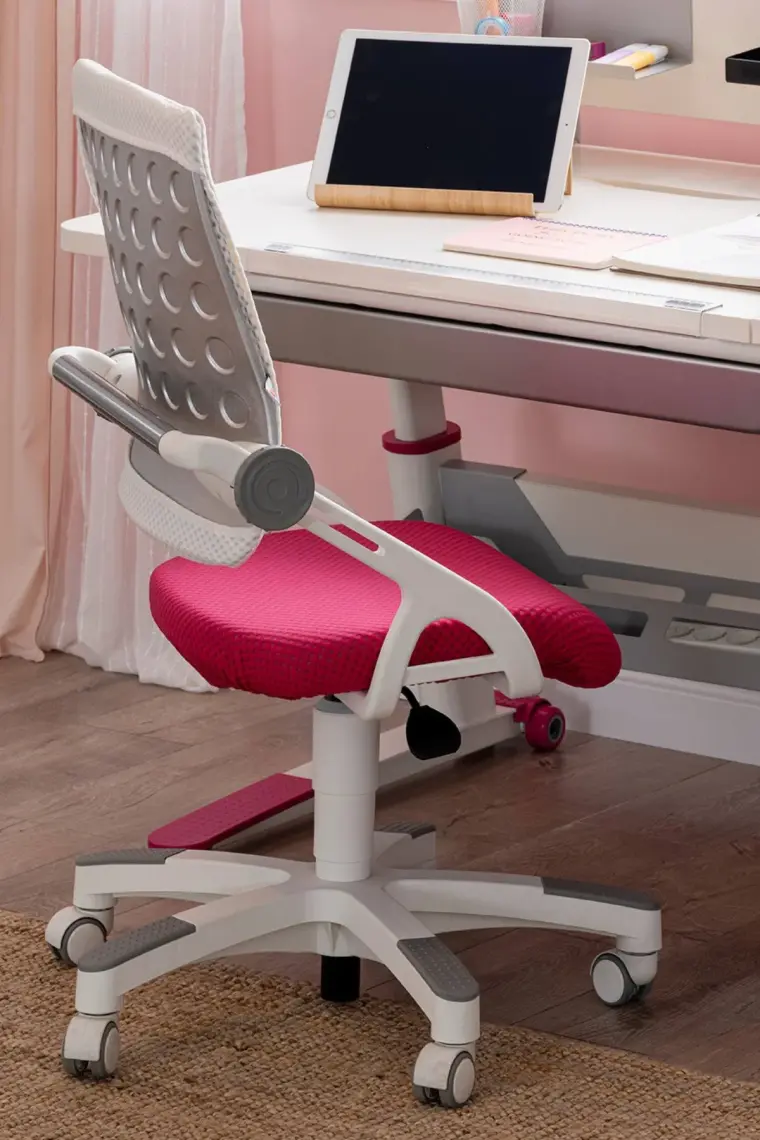 Creo Mobili Home Ofis Sandalyesi, Oturum Derinliği ve Yükseklik Ayarlı - Taşıma kap. 120kg, Beyaz/Fuşya - Sirius