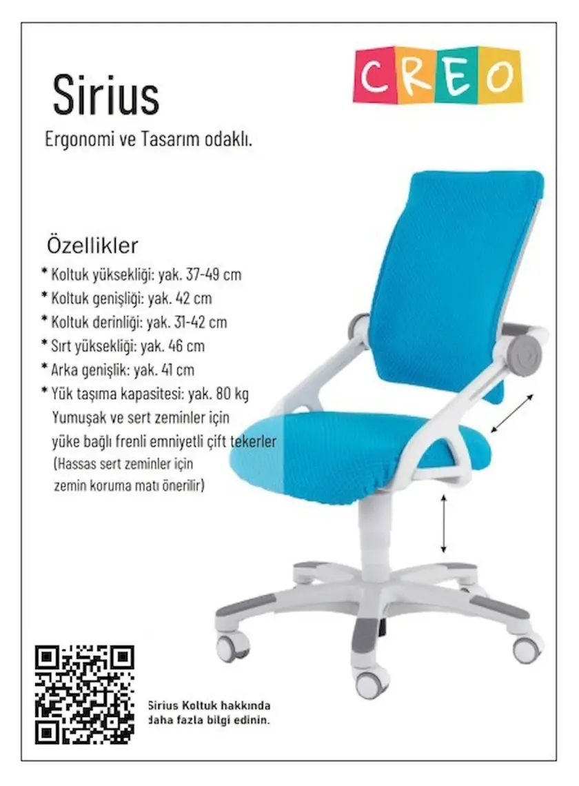 Creo Mobili Home Ofis Sandalyesi, Oturum Derinliği ve Yükseklik Ayarlı - Taşıma kap. 120kg, Beyaz/Fuşya - Sirius